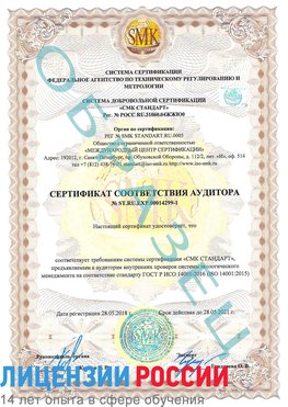 Образец сертификата соответствия аудитора №ST.RU.EXP.00014299-1 Новотроицк Сертификат ISO 14001